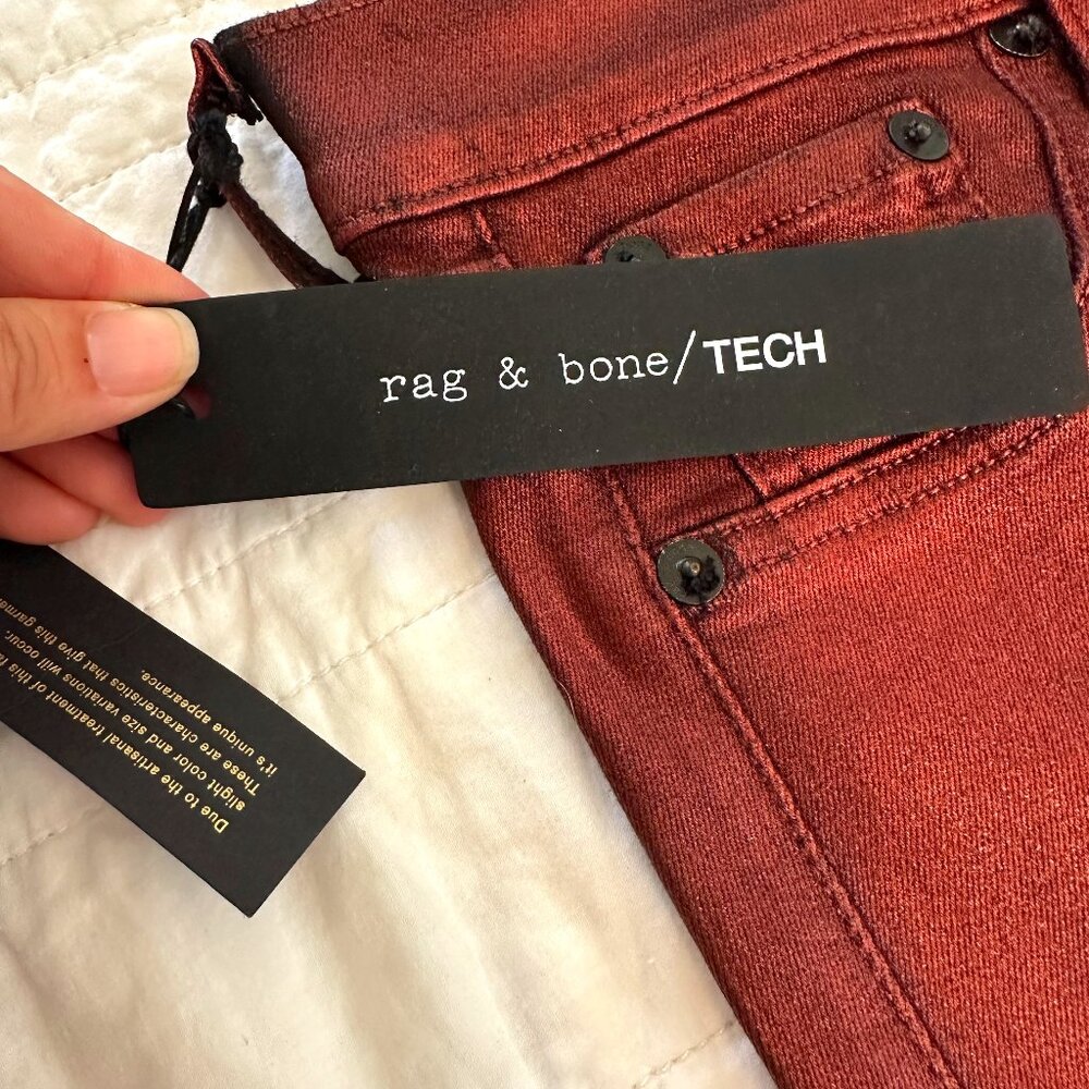 Rag and Bone Red Metalic High Rise Ankle Skinny